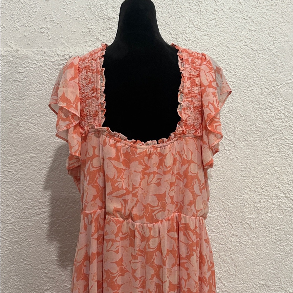 Torrid Floral Coral Mini V-Neck Dress Size 4X | 26 - Picture 6 of 7